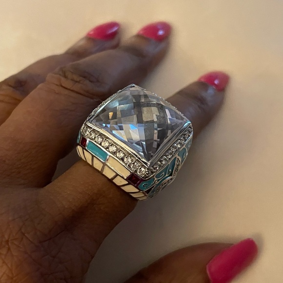 Lauren G Adams Jewelry - LAUREN G ADAMS STERLING SILVER 925 RING FLEUR DE LIS CZ CLEAR ENAMEL SIZE 8